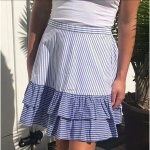 J. Crew White Lagoon Striped Ruffled Size 6